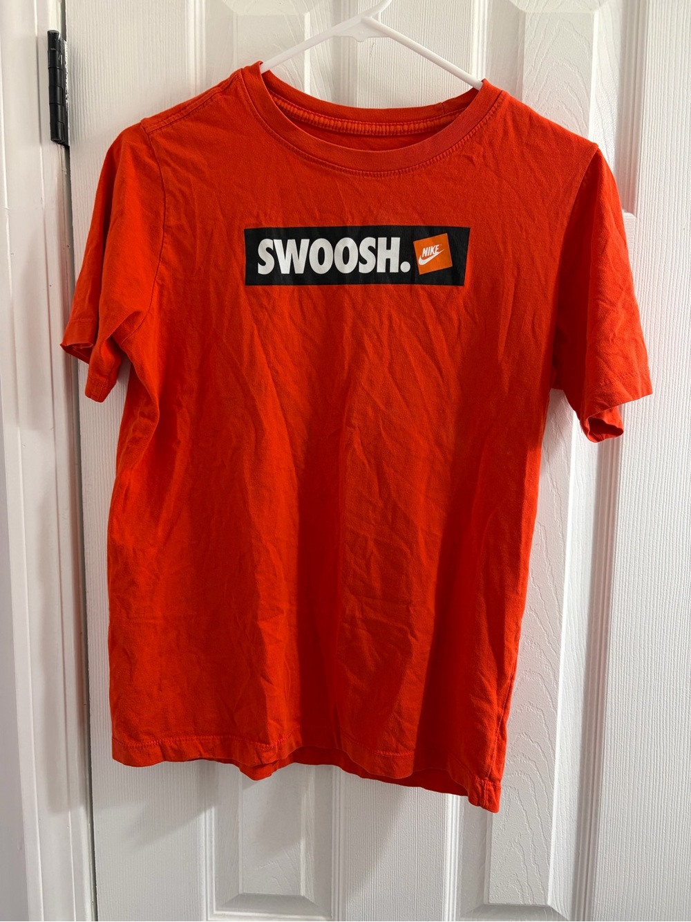 Nike Orange Kids Swoosh Logo Short Sleeve Tee